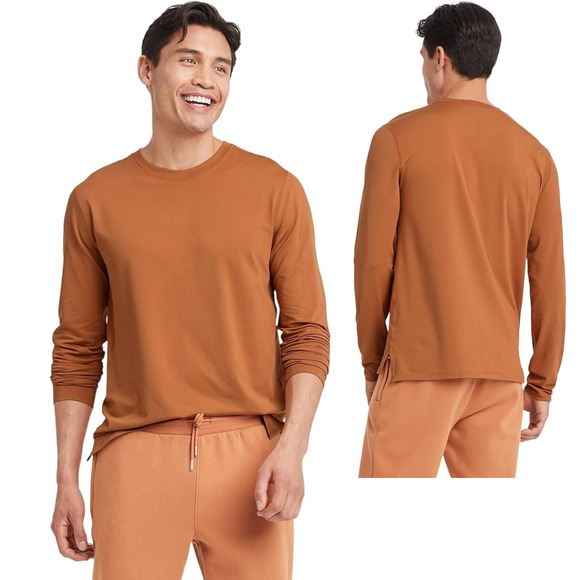 all in motion Other - All in Motion NWT Men's Copper Orange Long Sleeve Pull On Performance Shirt